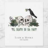 Étiquette Pour Bouteilles De Vin Gothique Til Death Irlandais Mariage Vert Floral C (Étiquettes simples)