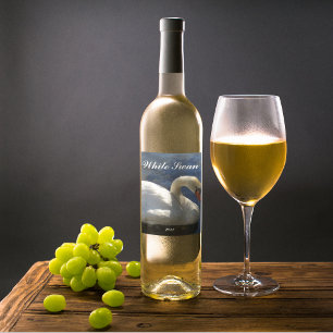 Étiquette Pour Bouteilles De Vin Graceful White Swan Photo personnalisée