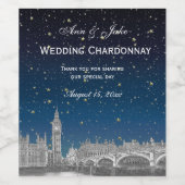 Étiquette Pour Bouteilles De Vin Gradient bleu étoilé à Londres (Étiquettes simples)