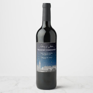 Étiquette Pour Bouteilles De Vin Gradient bleu étoilé à Londres