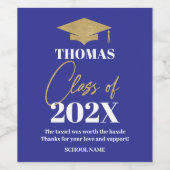 Étiquette Pour Bouteilles De Vin Graduation blue and gold wine label (Étiquettes simples)