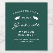 Étiquette Pour Bouteilles De Vin Graduation de Casquette Green White Script 2024 (Étiquettes simples)