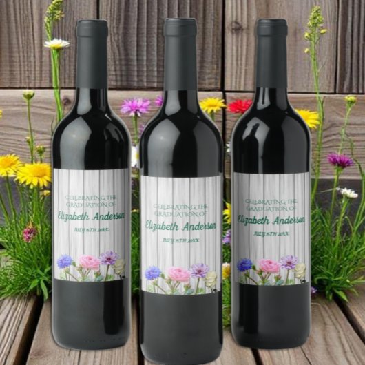 Étiquette Pour Bouteilles De Vin Graduation Garden Party