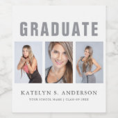 Étiquette Pour Bouteilles De Vin Graduation Photo Collage Congratulations (Étiquettes simples)