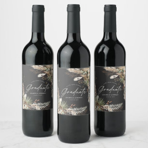 Étiquette Pour Bouteilles De Vin Gradué faveur pampas eucalyptus floral noir