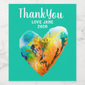 Étiquette Pour Bouteilles De Vin Graffiti coeur aquarelle art (Étiquettes simples)