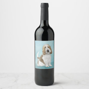 Étiquette Pour Bouteilles De Vin Grand Basset Griffon Vendeen - Art original de chi