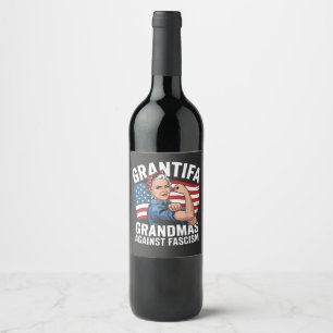 Étiquette Pour Bouteilles De Vin Grand-mère Grantifa contre le facisme Pas de roi a