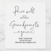 Étiquette Pour Bouteilles De Vin Grand-parents de nouveau Faire-part de grossesse (Étiquettes simples)