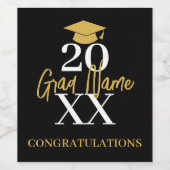 Étiquette Pour Bouteilles De Vin Grande année - Nom et Casquette - Graduation d'or  (Étiquettes simples)