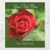 Étiquette Pour Bouteilles De Vin Grande Belle Fleur Rouge Rose (Étiquettes simples)