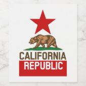 Étiquette Pour Bouteilles De Vin Graphique Drapeau d'état de Californie dynamique s (Étiquettes simples)