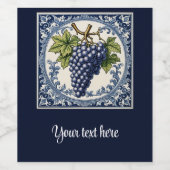 Étiquette Pour Bouteilles De Vin grappe de raisins style Delft (Étiquettes simples)
