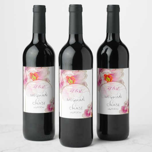 Étiquette Pour Bouteilles De Vin Gras moderne Scarlet Peony (Bouteilles)