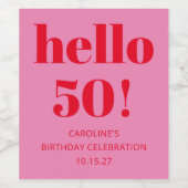 Étiquette Pour Bouteilles De Vin Gras moderne simple amusant rose et rouge 50e anni (Étiquettes simples)