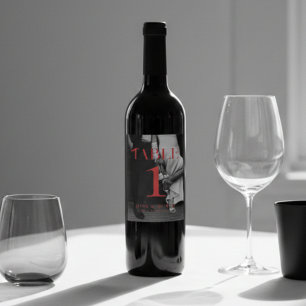 Étiquette Pour Bouteilles De Vin Gras Rouge moderne noir et blanc Mariage photo