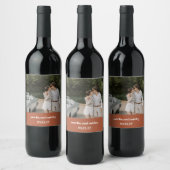Étiquette Pour Bouteilles De Vin Gras Rust Fall Retro Mariage personnalisé photo (Bouteilles)