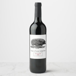 Étiquette Pour Bouteilles De Vin Gravure à l'eau-forte vintage de porc
