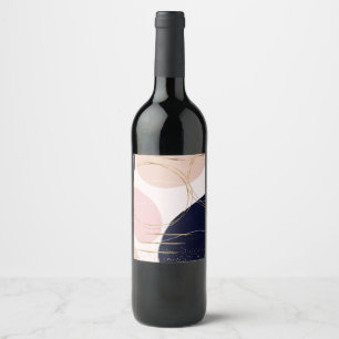 Étiquette Pour Bouteilles De Vin Gravure et cercles d'or moderne Design rose minima