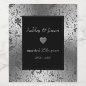 Étiquette Pour Bouteilles De Vin Gray Floral Damask (Étiquettes simples)