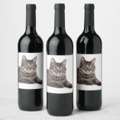 Étiquette Pour Bouteilles De Vin Gray Tabby Cat (Bouteilles)