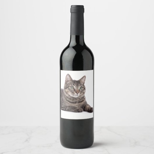 Étiquette Pour Bouteilles De Vin Gray Tabby Cat (Devant)