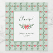 Étiquette Pour Bouteilles De Vin Green Retro Mariage de vacances (Étiquettes simples)