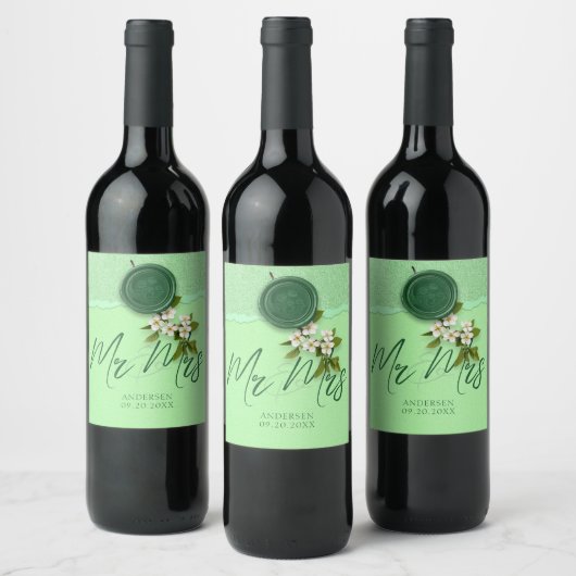 Étiquette Pour Bouteilles De Vin Green Seal Wedding Wine Label (Bouteilles)