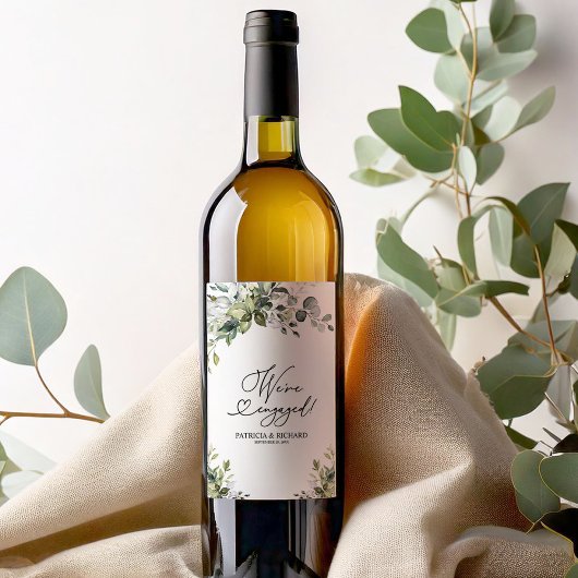 Étiquette Pour Bouteilles De Vin Green We's Engaged Engagement Party