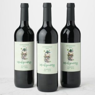Étiquette Pour Bouteilles De Vin Grenouille avec chapeau vert et trèfle Fabrication