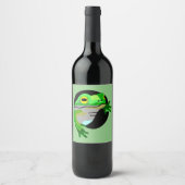 Étiquette Pour Bouteilles De Vin Grenouille verte (Devant)