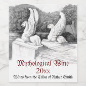 Étiquette Pour Bouteilles De Vin Griffins sculpté crayon monochrome Art (Étiquettes simples)