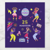 Étiquette Pour Bouteilles De Vin Groovy Disco Violet Party Millennial Rétro (Étiquettes simples)