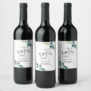 Étiquette Pour Bouteilles De Vin Grossesse Faire-part Hiver Bébé Im Enceinte