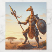 Étiquette Pour Bouteilles De Vin Guerrier de girafe (Étiquettes simples)