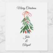 Étiquette Pour Bouteilles De Vin Gui Mélèze Personnalisé Joyeux Noël (Étiquettes simples)