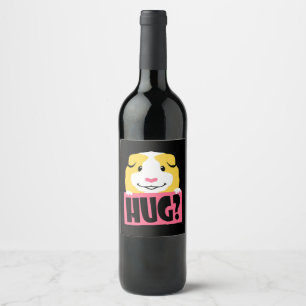 Étiquette Pour Bouteilles De Vin Guinea Pig Hug Cavy   Funny Guinea Pig   Cute Pet