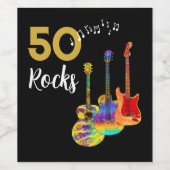 Étiquette Pour Bouteilles De Vin Guitare 50 Rocks 50e anniversaire fête (Étiquettes simples)