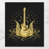 Étiquette Pour Bouteilles De Vin Guitare à ailes dorées (Étiquettes simples)