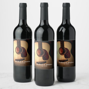Étiquette Pour Bouteilles De Vin Guitare Rustique Moderne Musique Musicien Mariage
