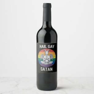 Étiquette Pour Bouteilles De Vin Hail Gay Satan Funny Goth Gothique Goat LGBTQ