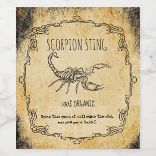 Étiquette Pour Bouteilles De Vin Halloween apothecaire piqûre vintage scorpion