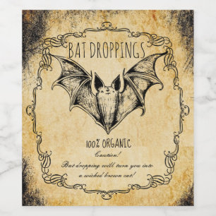 Étiquette Pour Bouteilles De Vin Halloween apothecaire vintage Bat gouttes