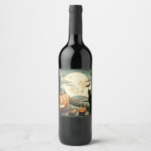 Étiquette Pour Bouteilles De Vin Halloween/Automne/Automne/citrouille/chat