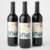 Étiquette Pour Bouteilles De Vin Halloween Boo Owl Avec Sorcière Casquette Araignée (Bouteilles)