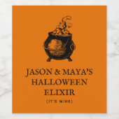 Étiquette Pour Bouteilles De Vin Halloween cauldron drôle orange personnalisée (Étiquettes simples)