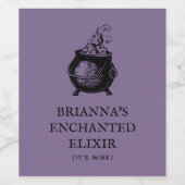 Étiquette Pour Bouteilles De Vin Halloween cauldron drôle potion violette (Étiquettes simples)
