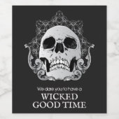 Étiquette Pour Bouteilles De Vin Halloween crâne (Étiquettes simples)