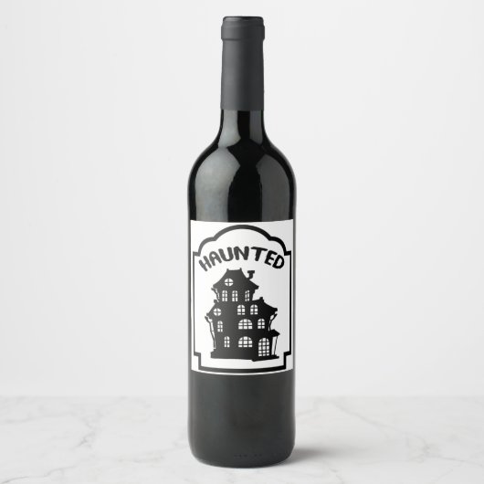 Étiquette Pour Bouteilles De Vin Halloween de la maison effrayante (Devant)