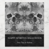 Étiquette Pour Bouteilles De Vin Halloween des crânes (Étiquettes simples)
